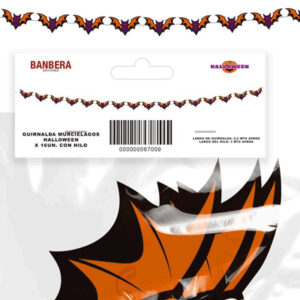BANDERIN  HALLOWEEN MURCIELAGOS - Doble faz paq. x12