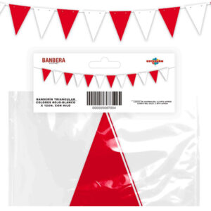 BANDERIN TRIANGULAR ROJO Y BLANCO - Doble faz paq. x12
