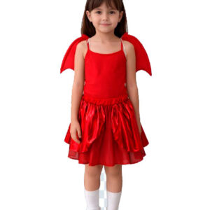 DISFRAZ DIABLITA NIÑA TALLE UNICO (4-10 AÑOS ) INCLUYE POLLERA, ALAS Y VINCHA