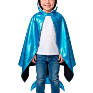 DISFRAZ TUBURON NIÑO TALLE UNICO (4-10 AÑOS) CAPA CON CAPUCHA