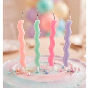 VELA BICHITO DE LUZ zig zag pasteles x 4